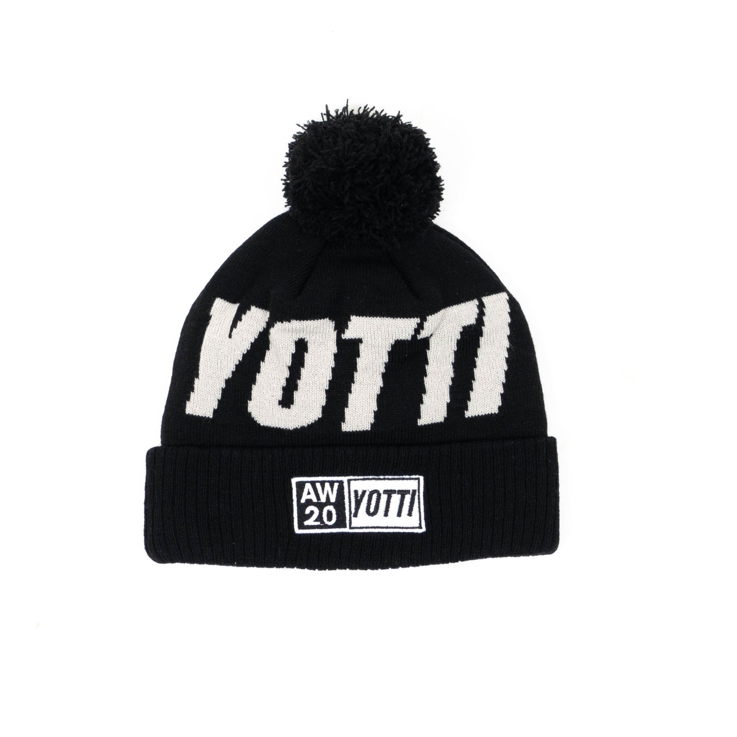 Bobble Beanie Hat - Black/White