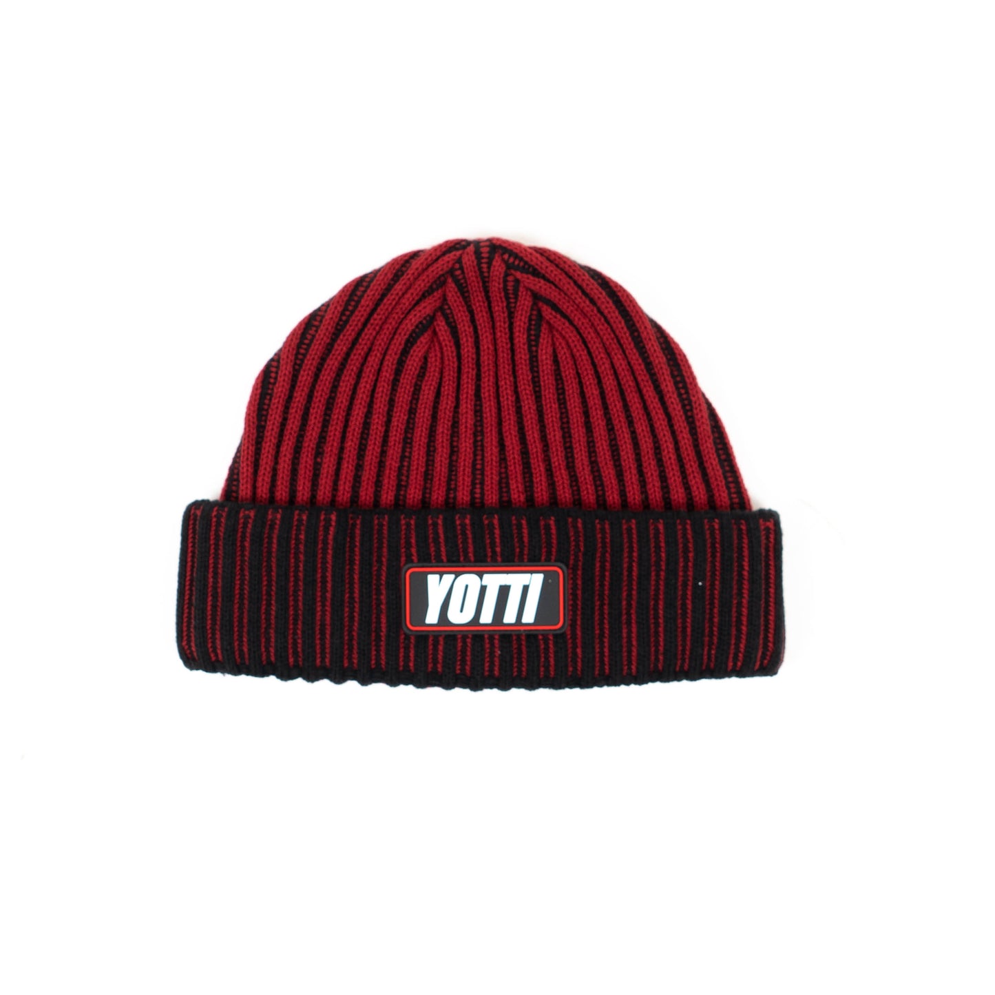 Chunky Knit Beanie - Burgundy/Black