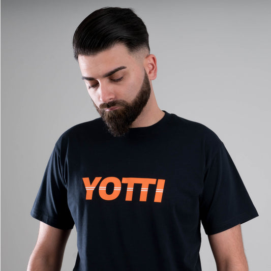 Yotti Racer Tee | Navy/Neon Orange